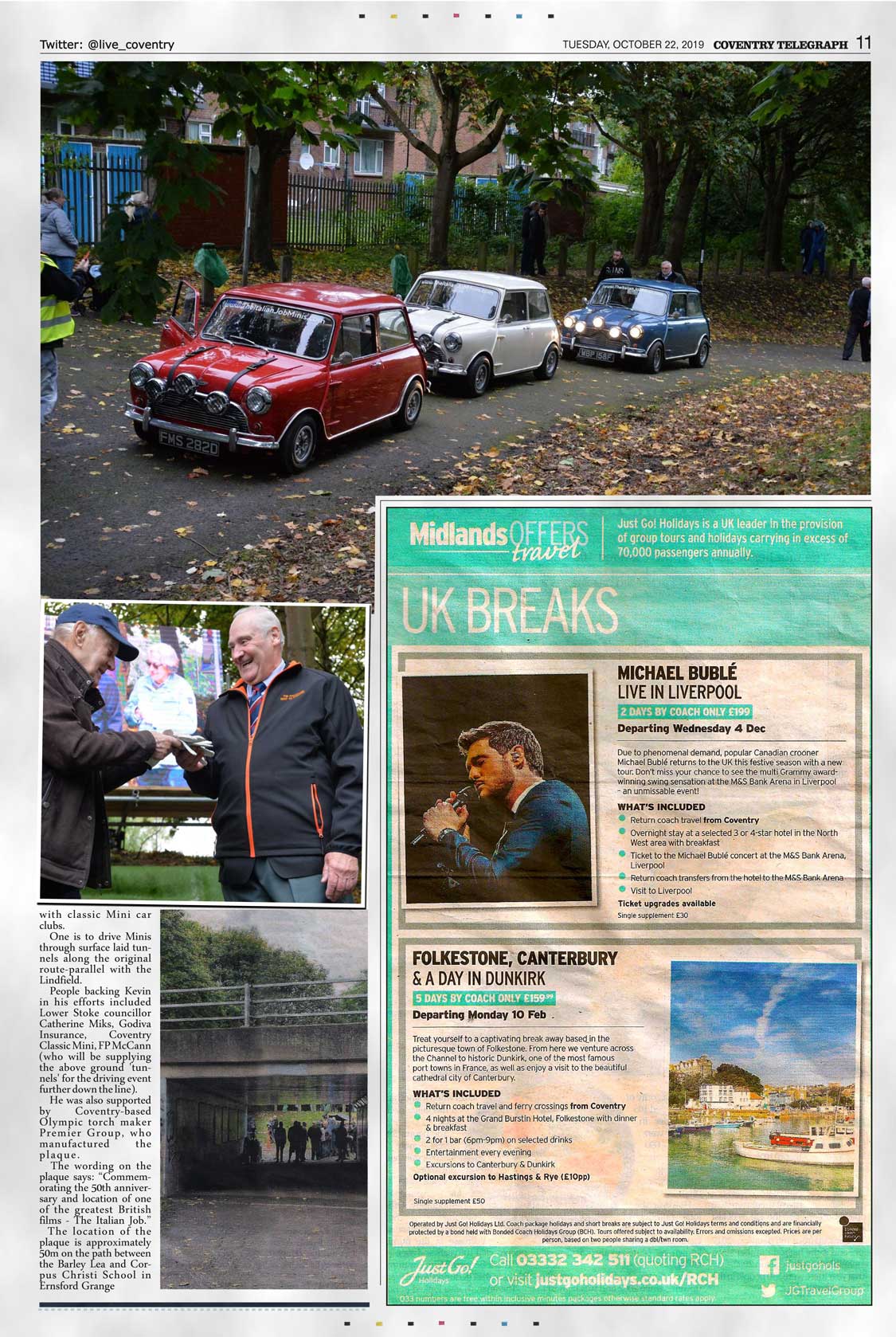 Remy Julienne and the Italian Job Minis in Coventry the birth town of Gareth Davies in 1957